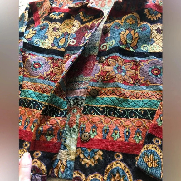 Vintage Studio Works Tapestry Colorful Jacket with Buttons - Picture 3 of 7